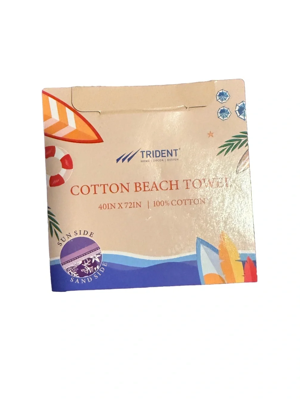Oversized Beach Towel Cotton Purple Pink by Trident 40in X 72in NWT NEW